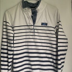 L.L. Bean Navy and White Striped Sweater